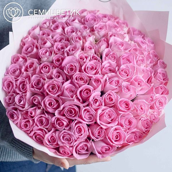 Букет из 101 розовой розы (Кения) 40 см Standart