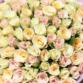 Букет из 101 розы 30 см нежный микс (Кения)