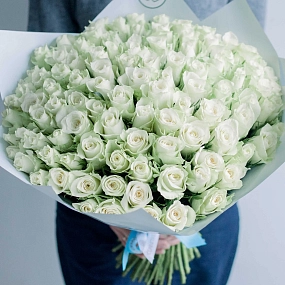Букет из 101 белой розы (Кения) 40 см Standart
