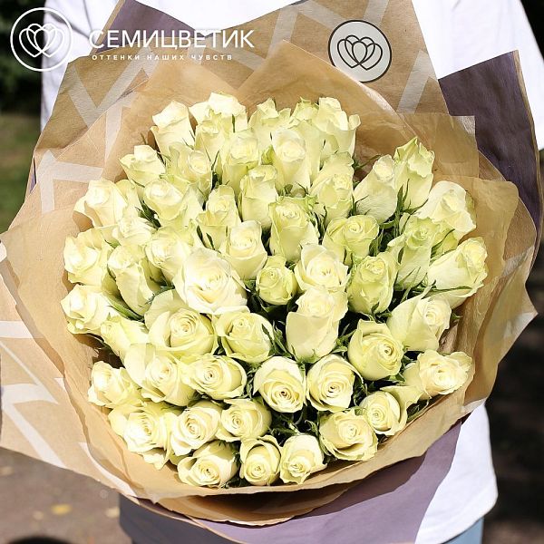 Букет из 51 белой розы (Кения) 40 см Standart