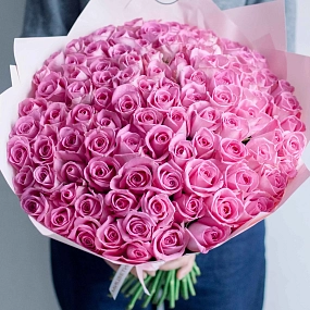 Букет из 101 розовой розы (Кения) 40 см Standart