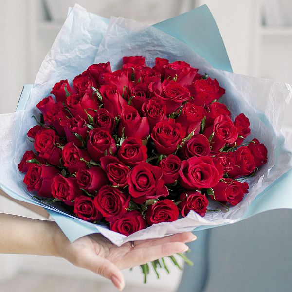 Букет из 51 красной розы (Кения) 40 см