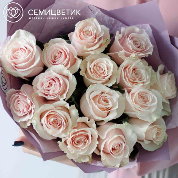 Букет из 15 нежно-розовых роз (Эквадор) 50 см Pink Mondial