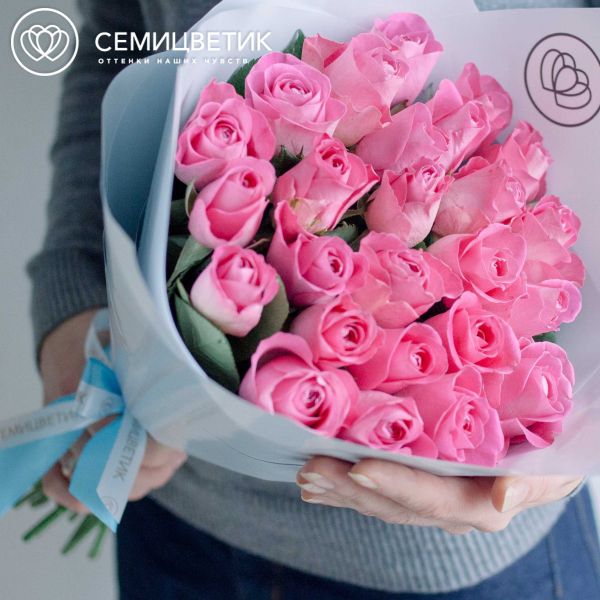 Букет из 25 розовых роз (Кения) 40 см Standart