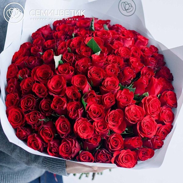Букет из 101 красной розы (Кения) 40 см Standart
