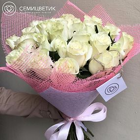 Букет из 25 белых роз Mondial 50 см (Эквадор)