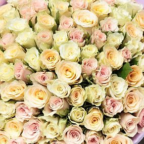 Букет из 101 розы 30 см нежный микс (Кения)