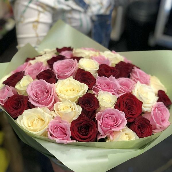 51 Роза микс "Малинка со сливками"
