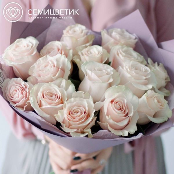 Букет из 15 нежно-розовых роз (Эквадор) 50 см Pink Mondial
