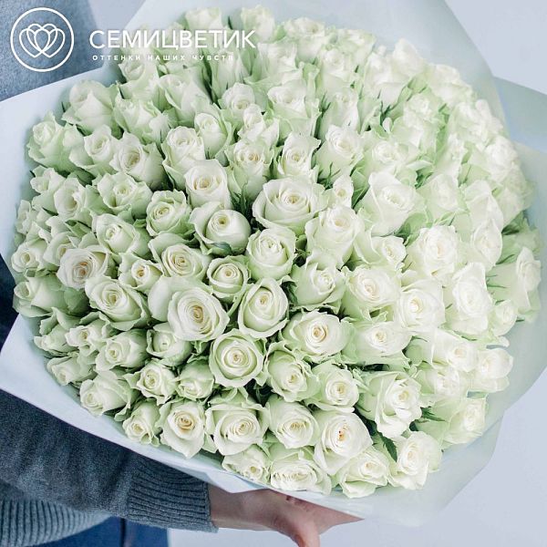 Букет из 101 белой розы (Кения) 40 см Standart