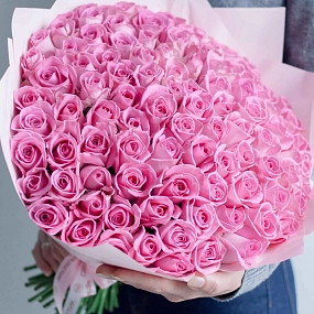Букет из 101 розовой розы (Кения) 40 см Standart